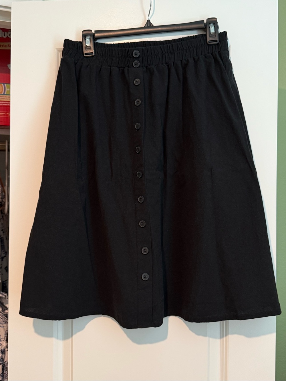 SHEIN Black Button-Front Midi Skirt